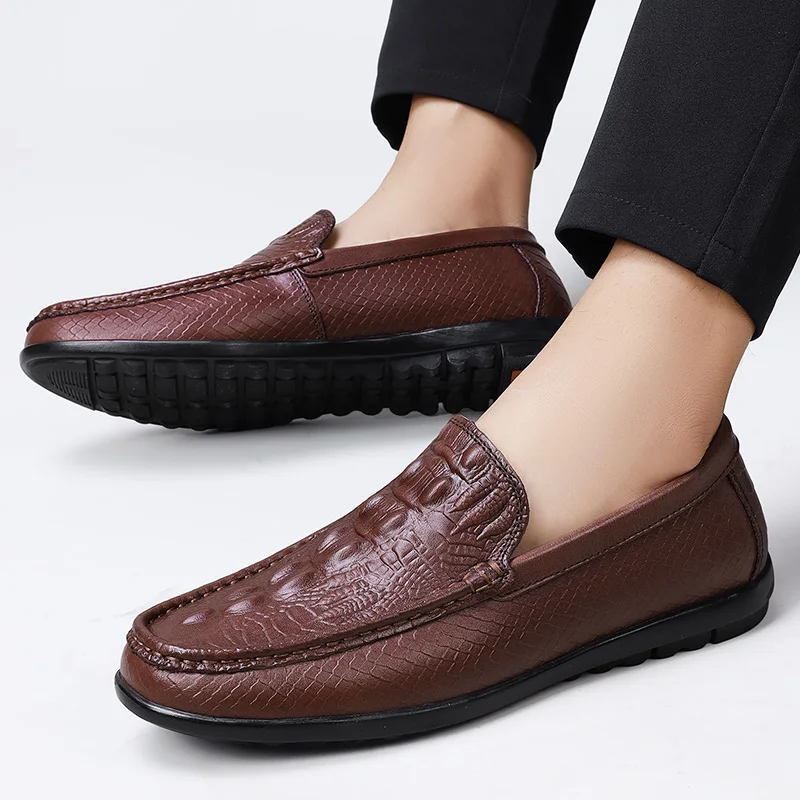 Genuine Leather Slip on Mens Loafers Crocodile Pattern Casual Shoes Comfort Mocasines Luxury Brand Hot Sale Man Social Business
Genuine Leather Slip on Mens Loafers Crocodile Pattern Casual Shoes Comfort Mocasines Luxury Brand Hot Sale Man Social Business