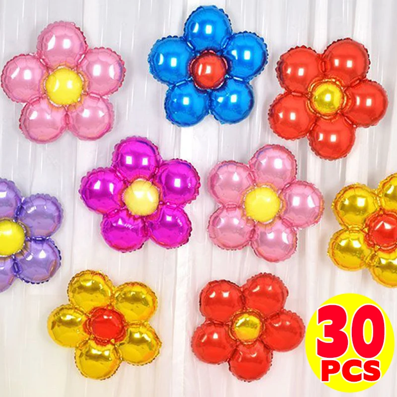 

30/5pcs Flowers Aluminum Foil Balloons Multicolors Five-petal Flower Balloon DIY Birthday Party Wedding Decorations Supplies