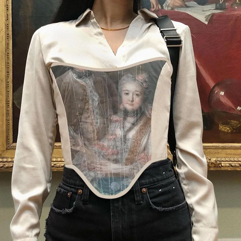 Woman Off Shoulder corset Oil painting Printed Fishbone Back Bandage Casual Crop Vest Size L
Woman Off Shoulder corset Oil painting Printed Fishbone Back Bandage Casual Crop Vest Size L