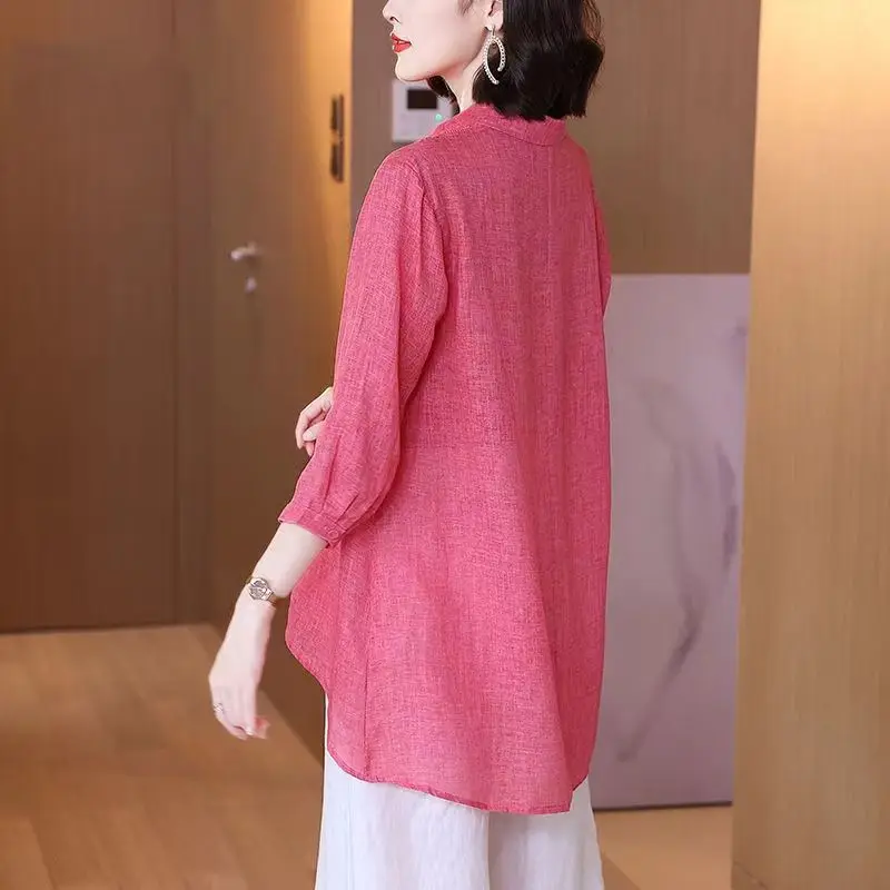 Simplicity Casual Female Solid Color Spliced 3/4 Sleeve Blouse Summer Women's Clothing Elegant All-match Polo-Neck Long Shirt
Simplicity Casual Female Solid Color Spliced 3/4 Sleeve Blouse Summer Women's Clothing Elegant All-match Polo-Neck Long Shirt