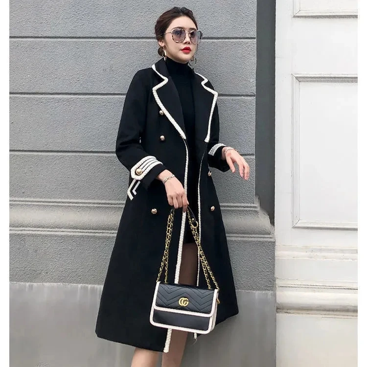 White Woolen Coat Women Mid-length Autumn/Winter Jacket Coat British Thicken Slim Black Double-breasted Coat Trench Coat
White Woolen Coat Women Mid-length Autumn/Winter Jacket Coat British Thicken Slim Black Double-breasted Coat Trench Coat