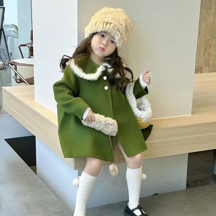 Girl Top 2023 New Autumn Winter Korean Fashion Style Woollen Coat Baby Girl Solid Thick Mid Length Long Sleeve Casual Outerwear
Girl Top 2023 New Autumn Winter Korean Fashion Style Woollen Coat Baby Girl Solid Thick Mid Length Long Sleeve Casual Outerwear