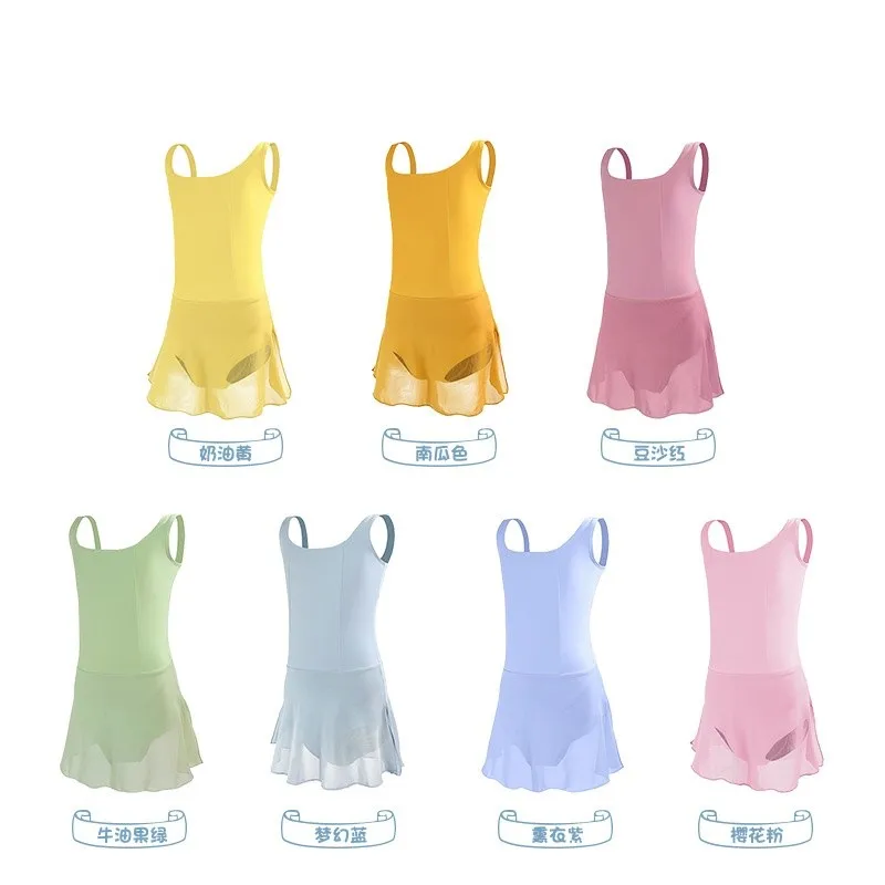 

kids colorful Ballet Dance Leotard dance costumes girls Chiffon sling Gymnastics Practice Bodysuit professional ballet dress