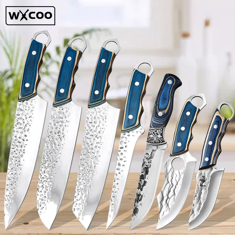 

Kitchen Butcher Meat Cleaver Boning Knives Chef Slicing Santoku Knife Stainless Steel Vegetable Fruit Cutting Cooking BBQ Tool