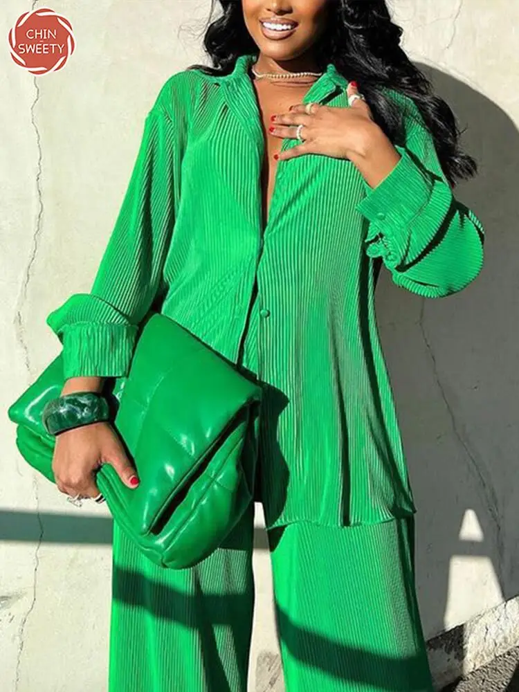 Chin-Sweety 2023 Office Lady Suit Two Pieces Outfits Long Sleeve Lapel Jacket Coat Suits Women Casual Wide Leg Trousers Set
Chin-Sweety 2023 Office Lady Suit Two Pieces Outfits Long Sleeve Lapel Jacket Coat Suits Women Casual Wide Leg Trousers Set