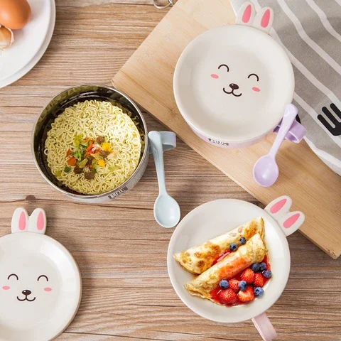 Stainless Steel Double Layer with Lid and Spoon Bowl Set Noodle Bowl Instant Noodle Bowl Anti-scalding Cute Rabbit Cutlery Set
Stainless Steel Double Layer with Lid and Spoon Bowl Set Noodle Bowl Instant Noodle Bowl Anti-scalding Cute Rabbit Cutlery Set