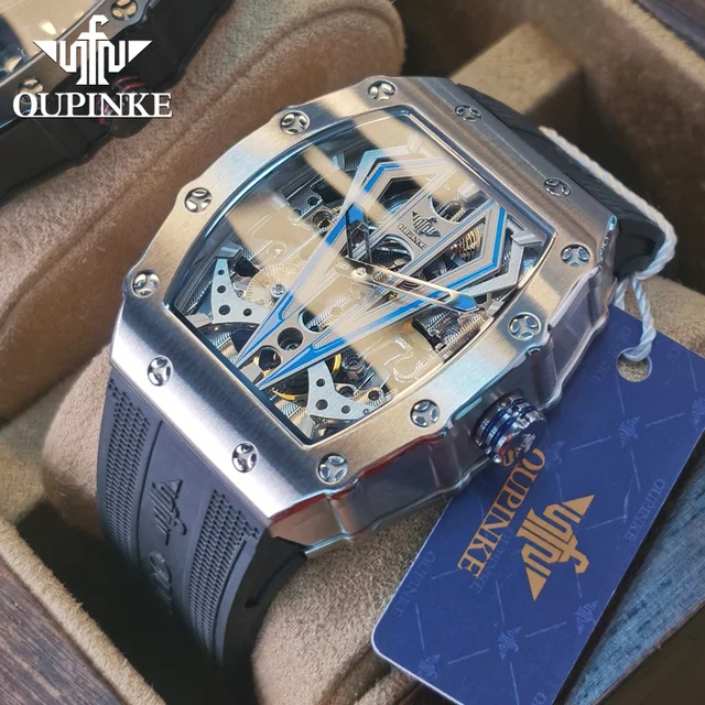 PINKE-Montre-bracelet mécanique automatique étanche pour homme, montres vissées pour homme, marque de luxe, modules de mode, bracelet en silicone, montre de sport 1