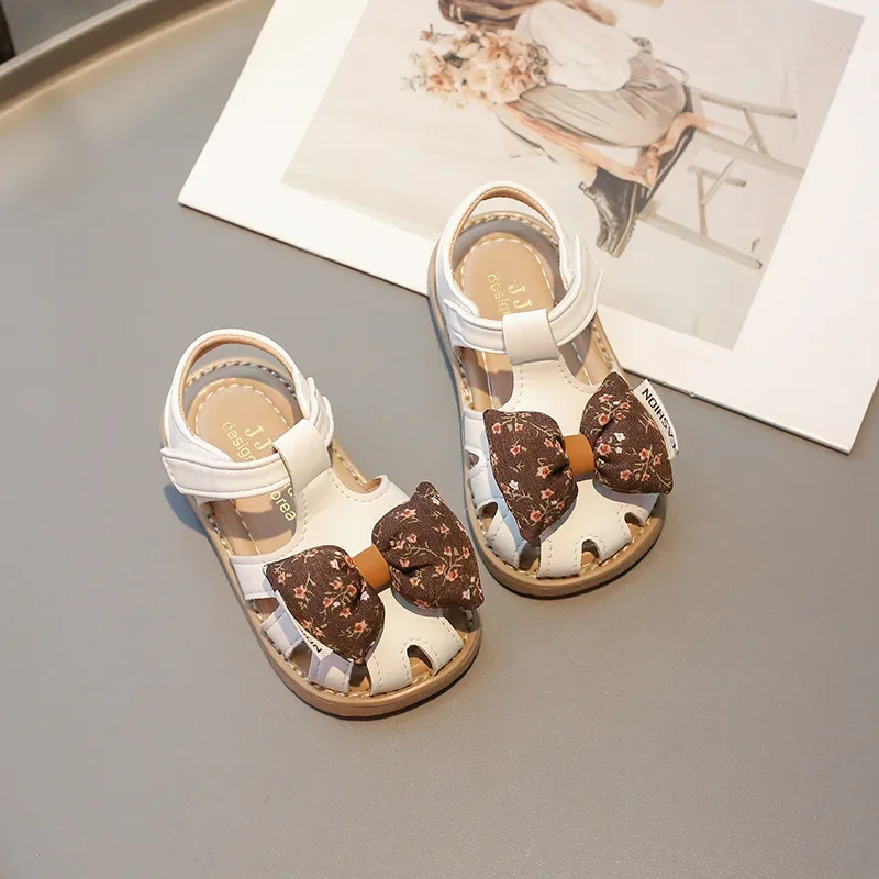 

Children's Sandals Summer Bowtie Sandals for Kids Girls Fashion T-strap Toddlers Princess Causal Cut-outs First Walker Sandals