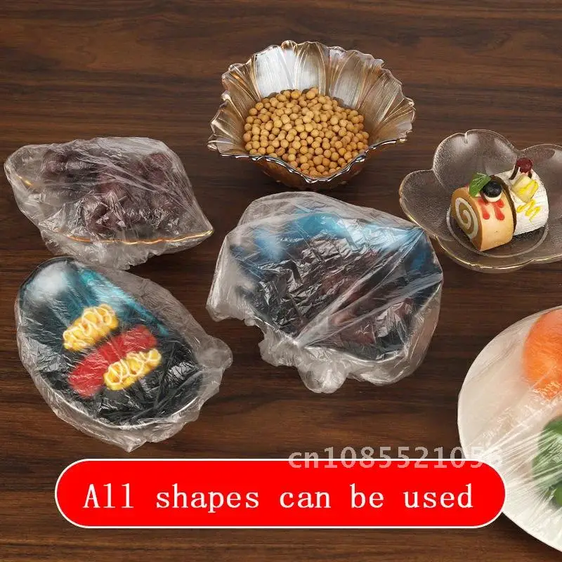 

Plastic Wrap Elastic Food Lids For Fruit Bowls Cups Caps Storage Kitchen Fresh Keeping Saver Bag Disposable Food Cover