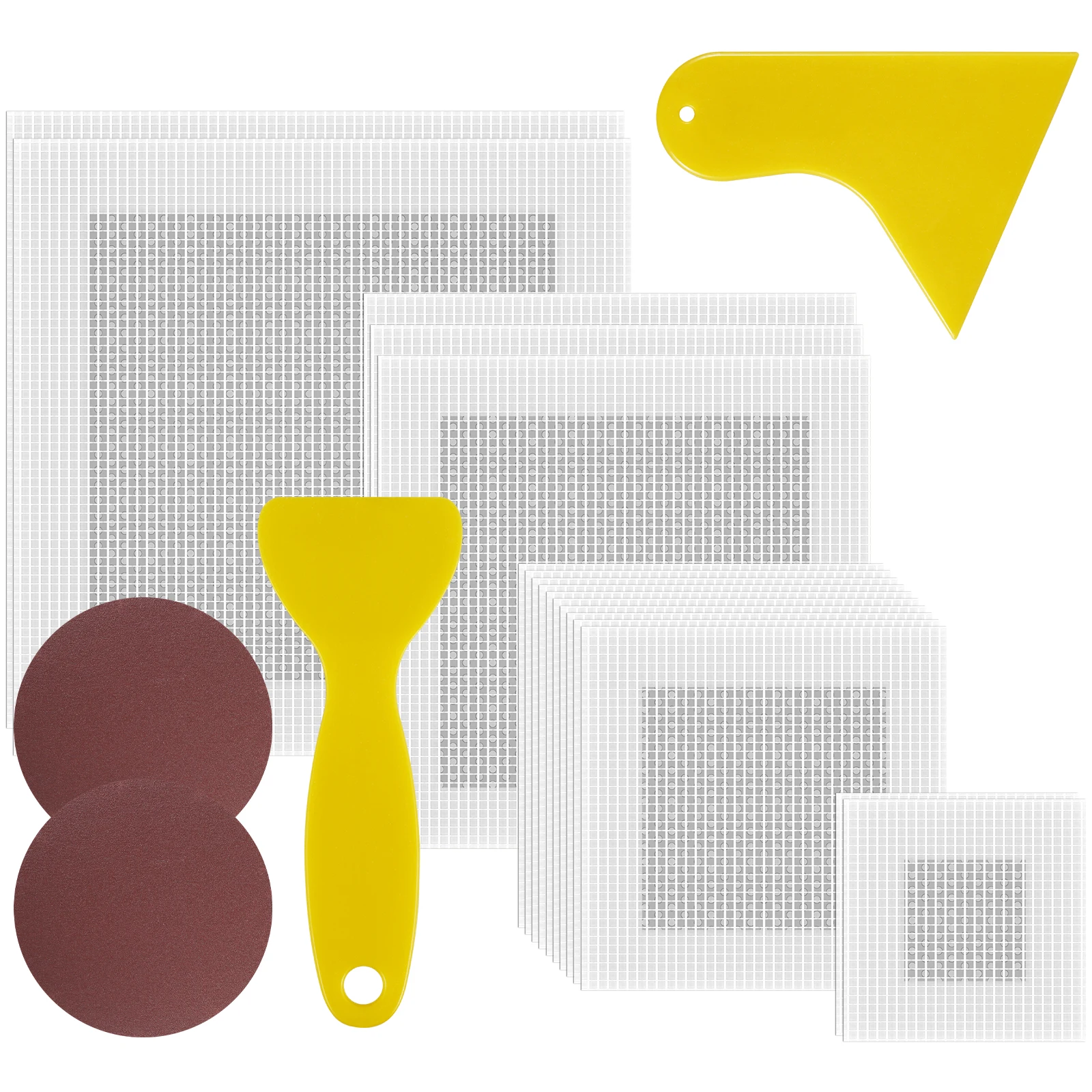 21Pcs Drywall Repair Kit 2/4/6/8inch Fiberglass Mesh Crack Patch Self Adhesive Wall Repair Patch with Scraper Sandpaper Metal
21Pcs Drywall Repair Kit 2/4/6/8inch Fiberglass Mesh Crack Patch Self Adhesive Wall Repair Patch with Scraper Sandpaper Metal