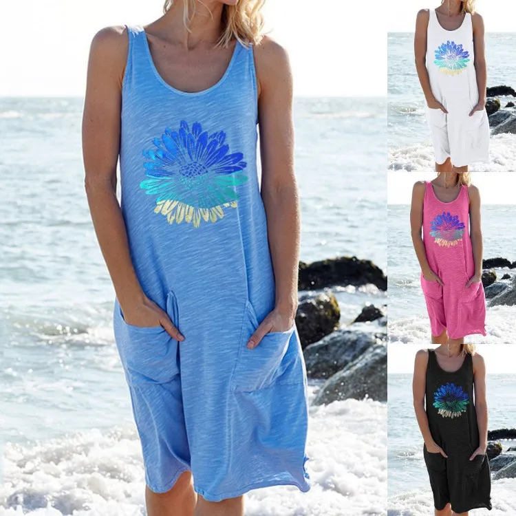 Summer Women's Printed Sleeveless Casual Tank Top Medium length Dress Fashion Female & Lady Loose Dresses
Summer Women's Printed Sleeveless Casual Tank Top Medium length Dress Fashion Female & Lady Loose Dresses