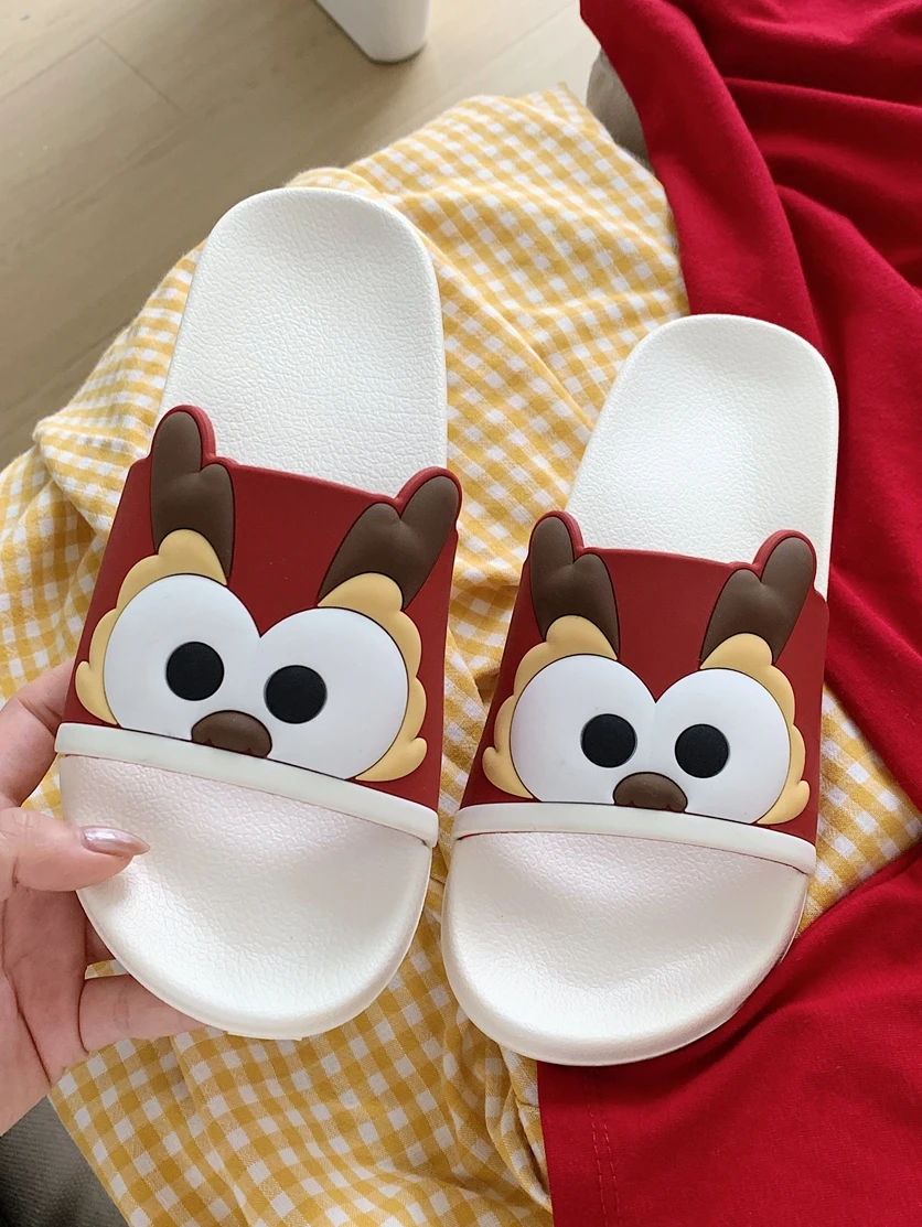 

Couples Outwear Slippers Man Women Summer Non Slip Home China-Chic Big Eyed Dragon Slippers Cartoon Sandals Large Size 47