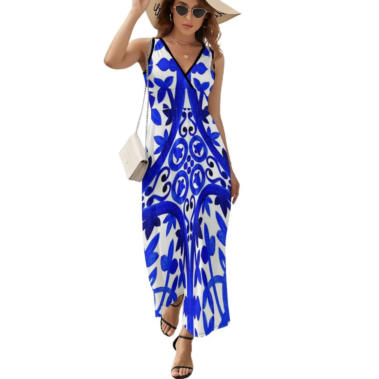 Portuguese azulejo tiles. Sleeveless Dress Clothing female women's luxury party dress
Portuguese azulejo tiles. Sleeveless Dress Clothing female women's luxury party dress