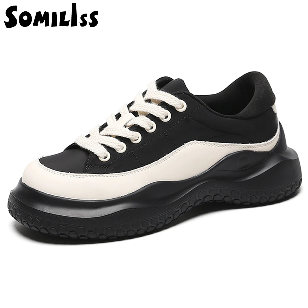 SOMILISS Microfiber Skin Casual Shoes Women's Chunky Platform Sneakers Female Autumn Luxury Fashion Lace Up Running Shoes
SOMILISS Microfiber Skin Casual Shoes Women's Chunky Platform Sneakers Female Autumn Luxury Fashion Lace Up Running Shoes