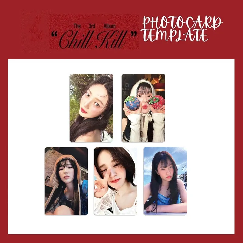 5Pcs/Set KPOP Irene Seulgi Joy Chii Kill Album Member Selfie Lomo Cards Wendy Yeri Fashion Photocards Postcards Boys Gils Gifts
5Pcs/Set KPOP Irene Seulgi Joy Chii Kill Album Member Selfie Lomo Cards Wendy Yeri Fashion Photocards Postcards Boys Gils Gifts