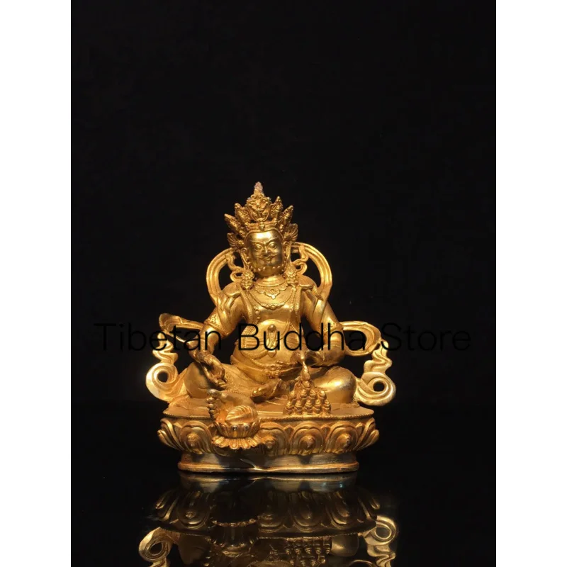 

21cm Tibetan Pure Copper Gilded Gold God of Wealth Buddha Statue Decoration for Home and Buddhist Hall Supplies