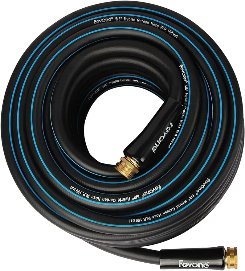 

Fevone Garden Hose 75 ft x 5/8" Heavy Duty Water Hose Flexible and Lightweight Hybrid Hose Kink Free Easy to Coil Solid Aluminum