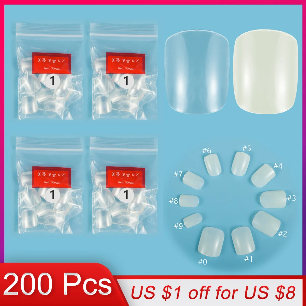 200 Pieces Same Size Of Short Square Shape False Nail Tips Purchase Certain Sizes Fake Nails for Nail Art Paintting Prastic
200 Pieces Same Size Of Short Square Shape False Nail Tips Purchase Certain Sizes Fake Nails for Nail Art Paintting Prastic