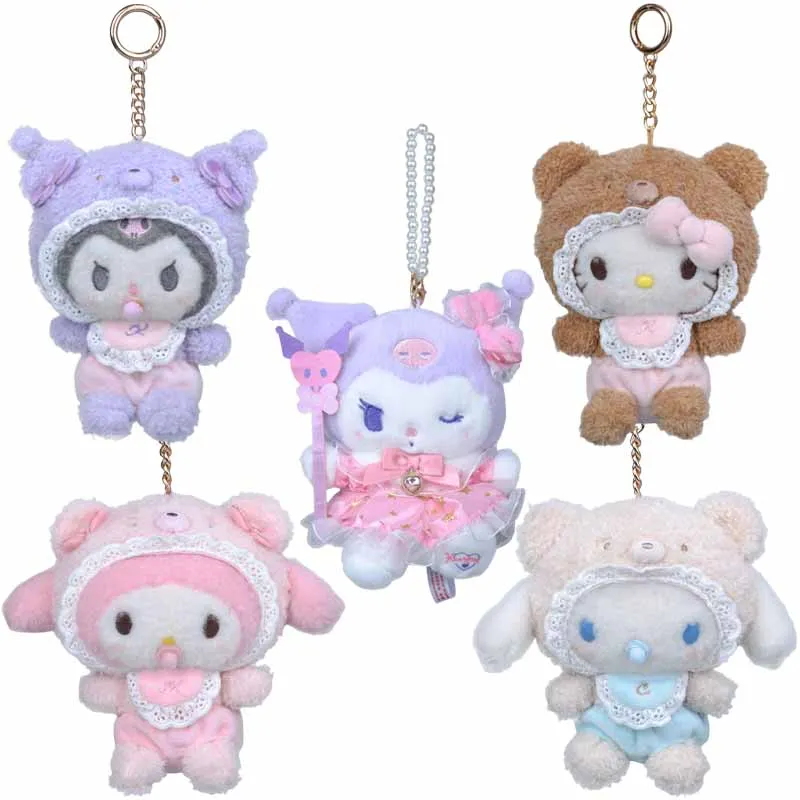 

Sanrios аниме мультфильм милые фотообои Kuromi Cinnamoroll My Melody HelloKittys Plushie игрушки брелок подарок для девушки 14 см