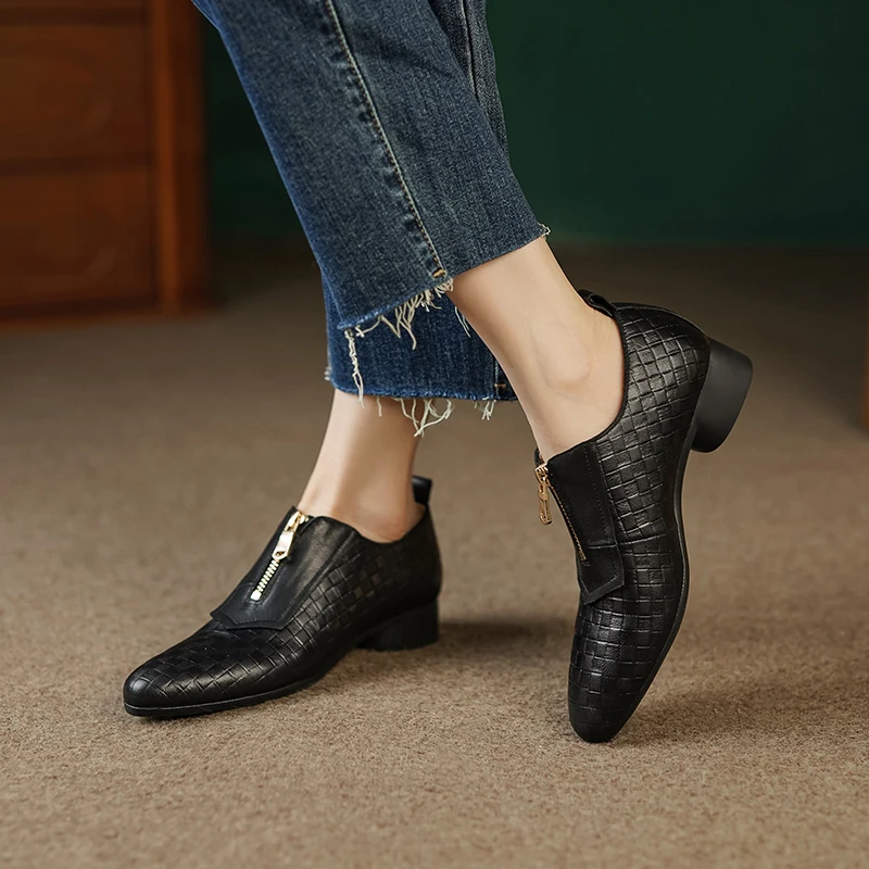 Flat Shoes Woman Front Zippers Soft Flats Spring Autumn Low Heel Vintage Cozy Mocasines Elegant Ladies Real Leathe Shoes
Flat Shoes Woman Front Zippers Soft Flats Spring Autumn Low Heel Vintage Cozy Mocasines Elegant Ladies Real Leathe Shoes