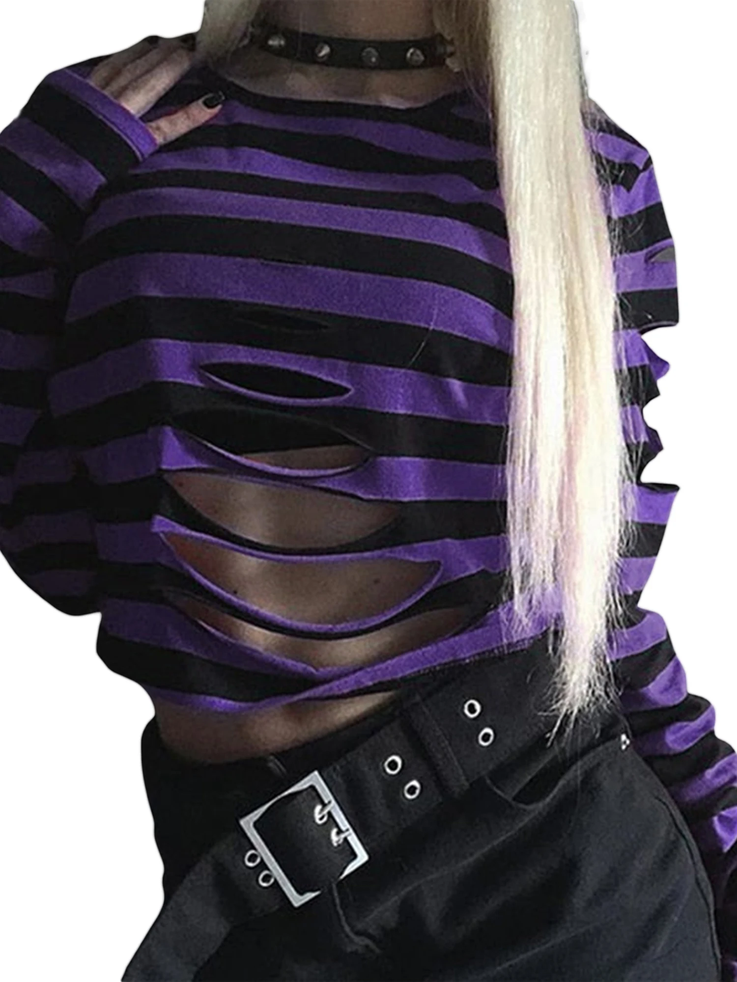 Women s Oversized Ripped Sweater Dress Gothic Long Sleeve Round Neck Striped Print Loose Tunic Halloween Costume
Women s Oversized Ripped Sweater Dress Gothic Long Sleeve Round Neck Striped Print Loose Tunic Halloween Costume