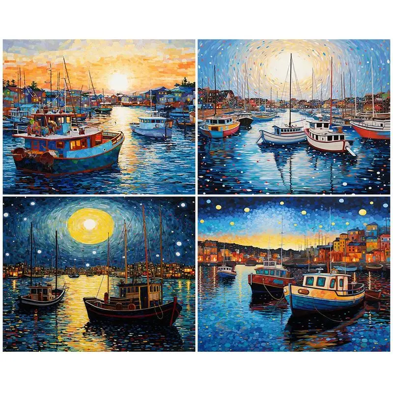 

CHENISTORY Pictures By Number Boat Landscape Kits Painting By Numbers Drawing On Canvas HandPainted Art DIY Gift Home Decor
