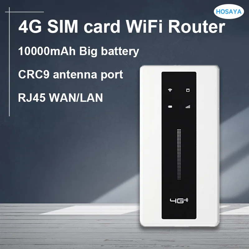 

4G SIM card wifi router 10000mAh Big battery lte modem travel pocket MIFI hotspot RJ45 Port CRC9 antenna port portable WiFi