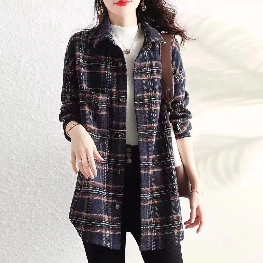 L-6XL Women Cotton Plaid Coat Women Shirt 2023 New Long Sleeve Retro Lattice Jacket Spring Autumn Korean Loose Female Outwear
L-6XL Women Cotton Plaid Coat Women Shirt 2023 New Long Sleeve Retro Lattice Jacket Spring Autumn Korean Loose Female Outwear