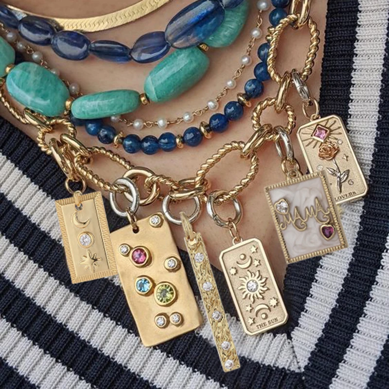 Custom Personalized Diy Charms Necklace for Women Moon Star Square Pendant Zircon Collares Stainless Steel Chain Choker Jewelry
Custom Personalized Diy Charms Necklace for Women Moon Star Square Pendant Zircon Collares Stainless Steel Chain Choker Jewelry