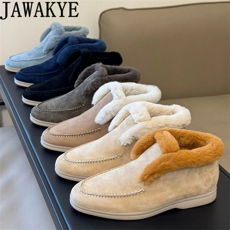 Winter High Top Flats Rabbit Fur Boots For Lovers Quality Round Toe Suede Snow Booties Women Casual Warm Wool Loafers Shoes Men
Winter High Top Flats Rabbit Fur Boots For Lovers Quality Round Toe Suede Snow Booties Women Casual Warm Wool Loafers Shoes Men