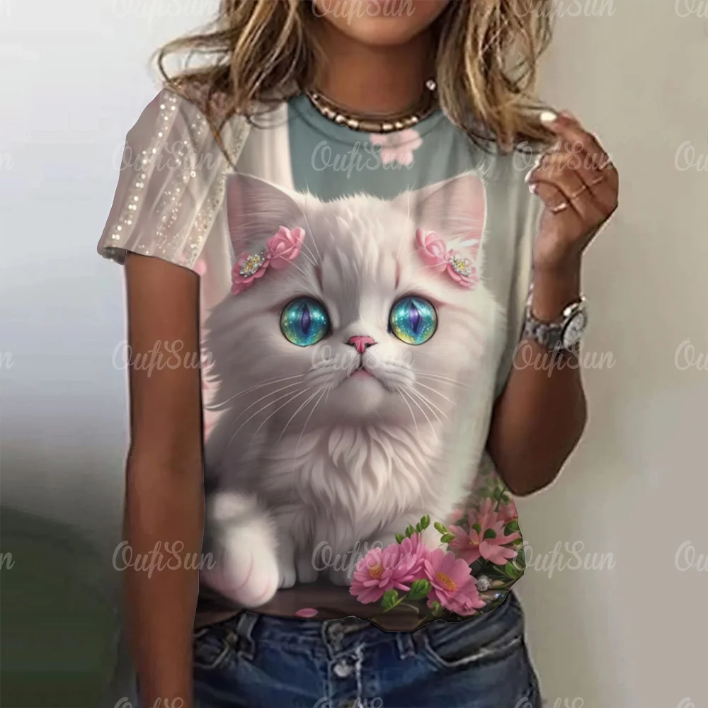 Summer Fashion Women's T-Shirts 3d Cute Cat Print Harajuku T-Shirt Short Sleeve Casual Kawaii Girls Tee Oversized Woman Clothing
Summer Fashion Women's T-Shirts 3d Cute Cat Print Harajuku T-Shirt Short Sleeve Casual Kawaii Girls Tee Oversized Woman Clothing