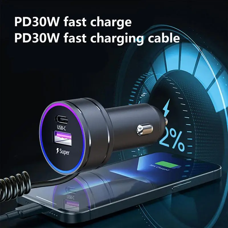 

Зарядное устройство PD 30 Вт USB C для быстрой зарядки, адаптер для зарядного устройства 12 В и 24 В, прикуриватель, быстрая зарядка, автомобильное зарядное устройство для телефона для автомобилей, внедорожников