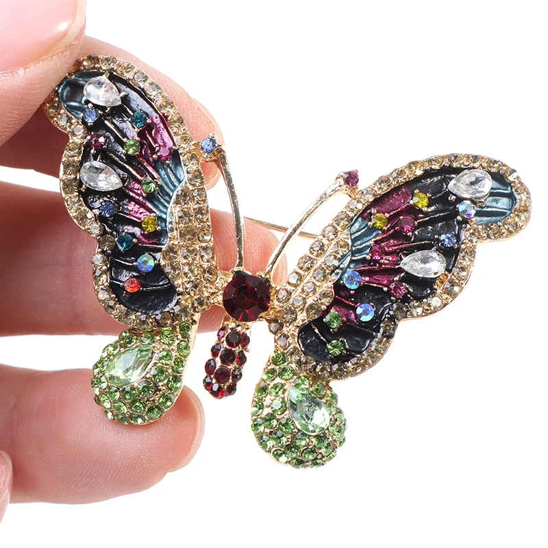 

Elegant Charm Butterfly Pearl Brooch Women Rhinestone Large Butterfly Jewelry Colorful Insect Pin Vintage Scarf Accessorie