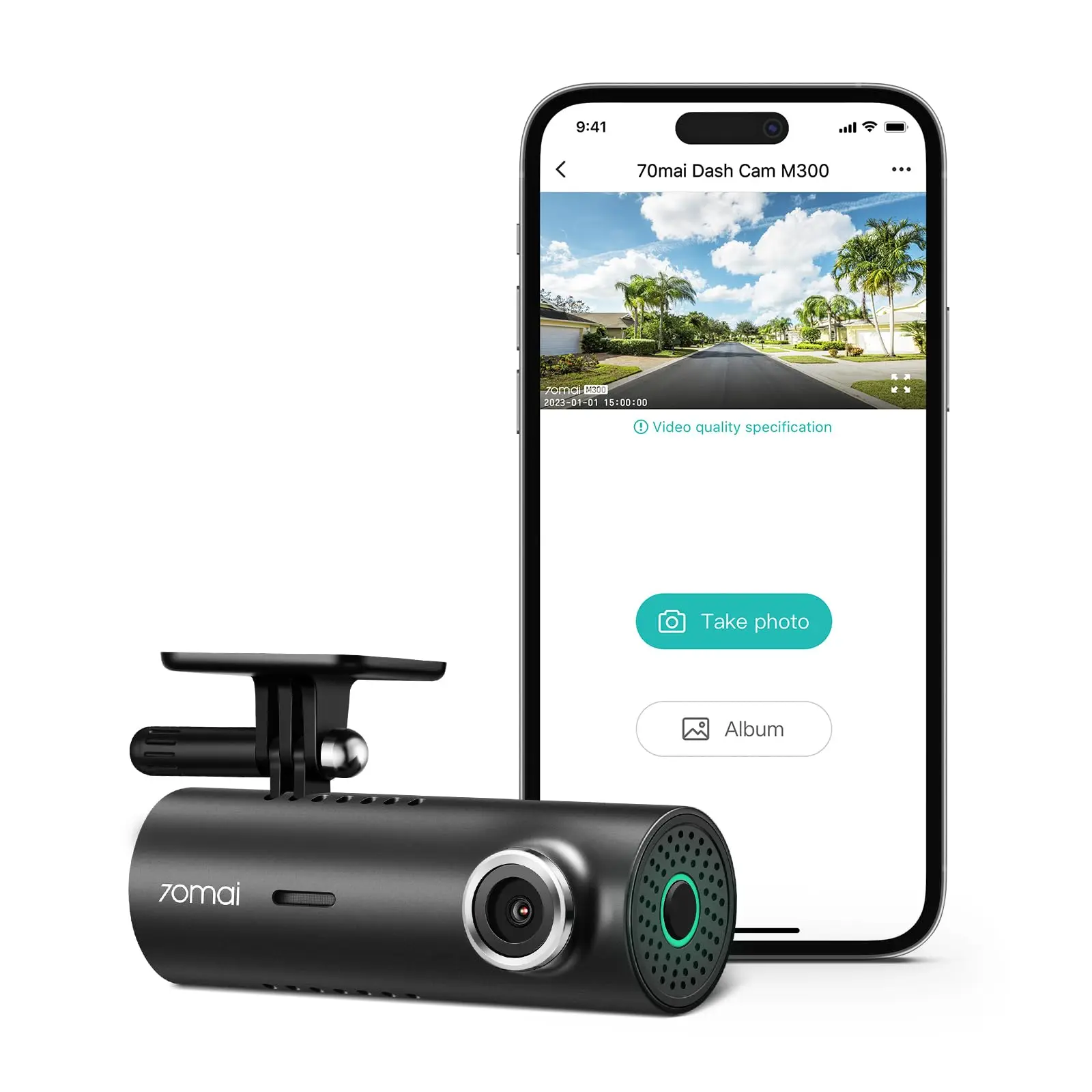 

70mai Smart Dash Cam 1S, 1080P Full HD, Smart Dash Camera for Cars, Sony IMX307, Built-in G-Sensor, WDR