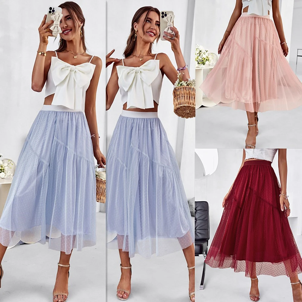 2023 New Mesh Skirt Korean Spring Summer Thin Elastic Midi Skirts Red PinK Blue A Line Ladies Tulle Skirt Party Faldas RS017
2023 New Mesh Skirt Korean Spring Summer Thin Elastic Midi Skirts Red PinK Blue A Line Ladies Tulle Skirt Party Faldas RS017