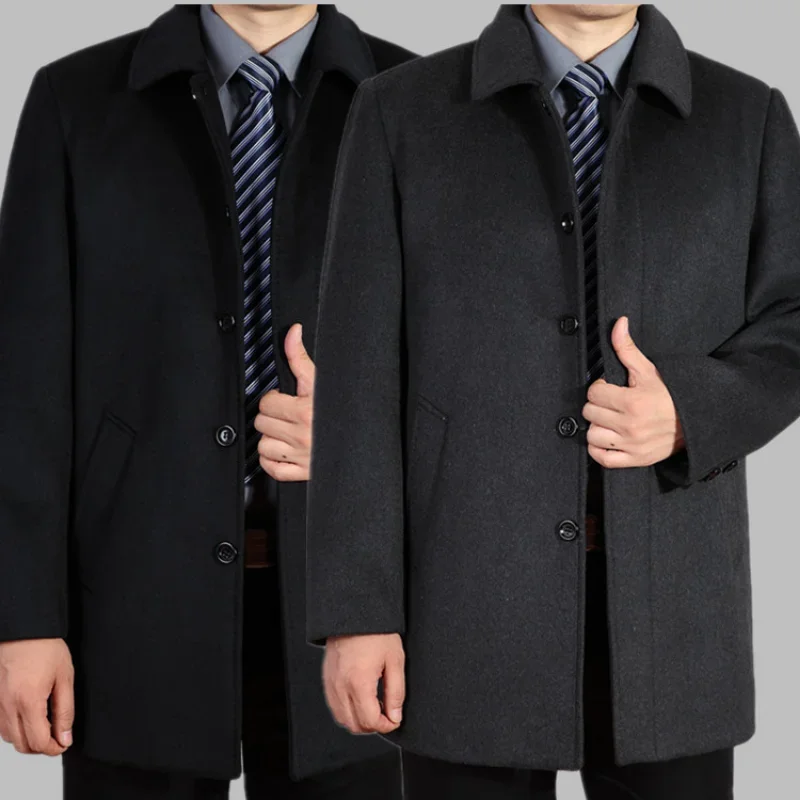 

new arrival men's wool coat medium-long male thickening cashmere larrge outerwear winter trench plus size M L XL 2XL 3XL4XL