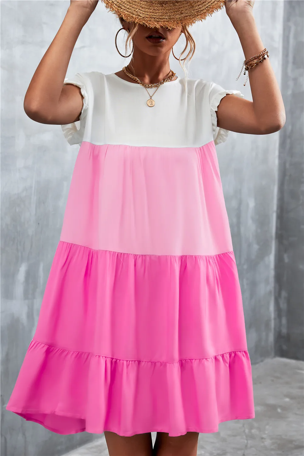 Elegant Summer New Ruffles Short Sleeve O-neck Loose Dress 2023 New Women Casual Patchwork Color Fashion Mini Vestidos Clothes
Elegant Summer New Ruffles Short Sleeve O-neck Loose Dress 2023 New Women Casual Patchwork Color Fashion Mini Vestidos Clothes