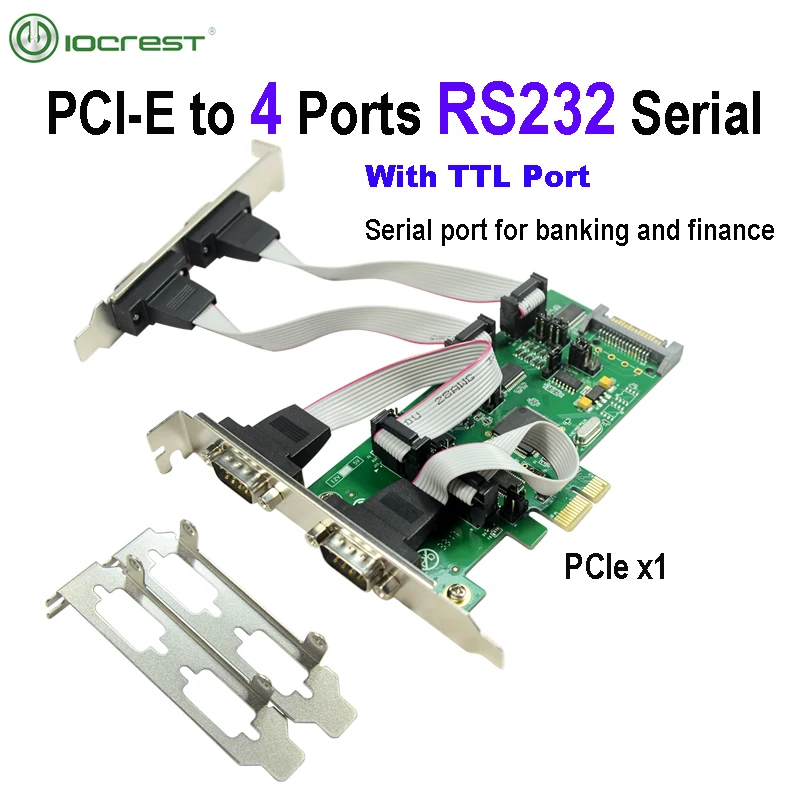 

IOCREST 4 DB-9 Serial Rs232 Ports Pcie Controller Card PCI Express with 1 TTL Port WCH384 Chipset for Desktop Server WIN10