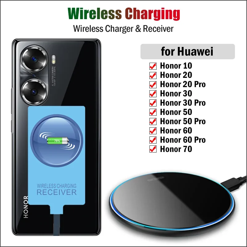 Qi Wireless Charger & Receiver for Huawei Honor 70/Honor 10 20 30 50 60 Pro Phone Wireless Charging Adapter USB Type-C Connector
Qi Wireless Charger & Receiver for Huawei Honor 70/Honor 10 20 30 50 60 Pro Phone Wireless Charging Adapter USB Type-C Connector