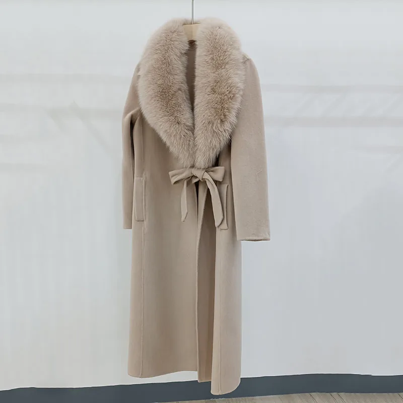 Long Wool Blended Slim Coat With Real Fox Fur Collar Long Sleeve Women Jacket Cashmere Outwear Female
Long Wool Blended Slim Coat With Real Fox Fur Collar Long Sleeve Women Jacket Cashmere Outwear Female