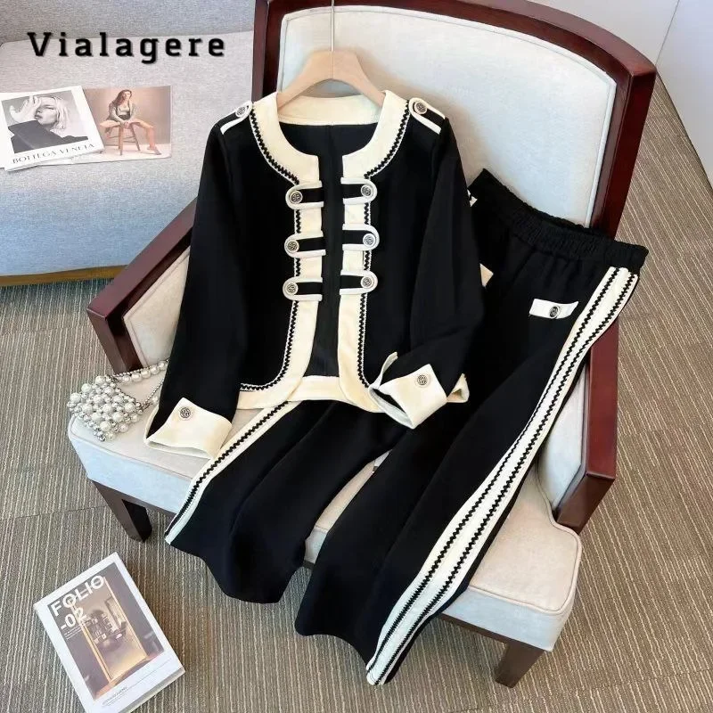 Korean Fashion Casual Vintage Two-piece Set Women Long Sleeve O-neck Cardigan + Patchwork Trousers Sets Elegant Pants Suits
Korean Fashion Casual Vintage Two-piece Set Women Long Sleeve O-neck Cardigan + Patchwork Trousers Sets Elegant Pants Suits