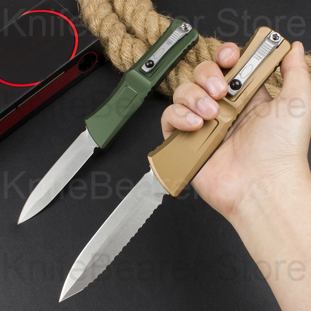 

Micro OTF Tech Knife Combat Troo Series D2 Steel Serrated Edge Aluminum Alloy and Ultem Handle Outdoor Self Defense Pocket Knife