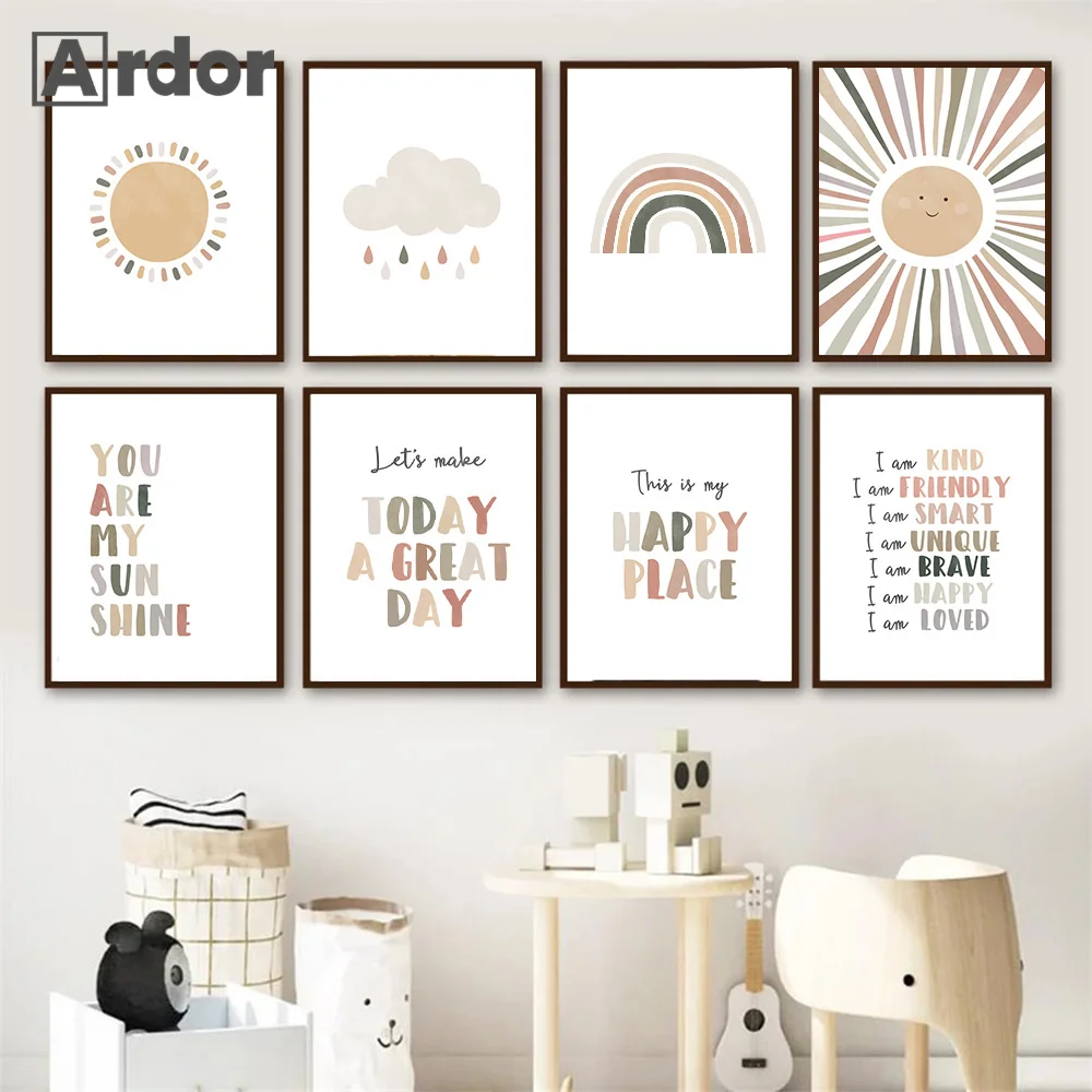 Cartoon Sun Rainbow Cloud Rain Poster Quotes Wall Art Canvas Painting Nordic Print Nursery Wall Pictures Kids Bedroom Home Decor
Cartoon Sun Rainbow Cloud Rain Poster Quotes Wall Art Canvas Painting Nordic Print Nursery Wall Pictures Kids Bedroom Home Decor