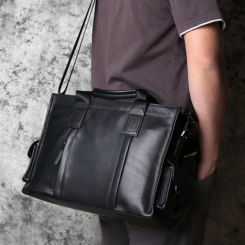 

AETOO Business leather men's handbag first layer cowhide computer bag large-capacity horizontal briefcase men's shoulder messe