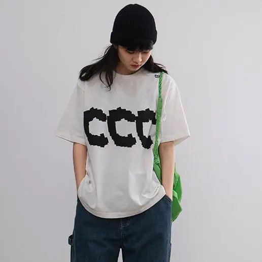 

Модная футболка с коротким рукавом и надписью в Корейском стиле, модная брендовая мужская уличная футболка в стиле хип-хоп Y2K, Свободный Топ с рукавом до локтя для пар