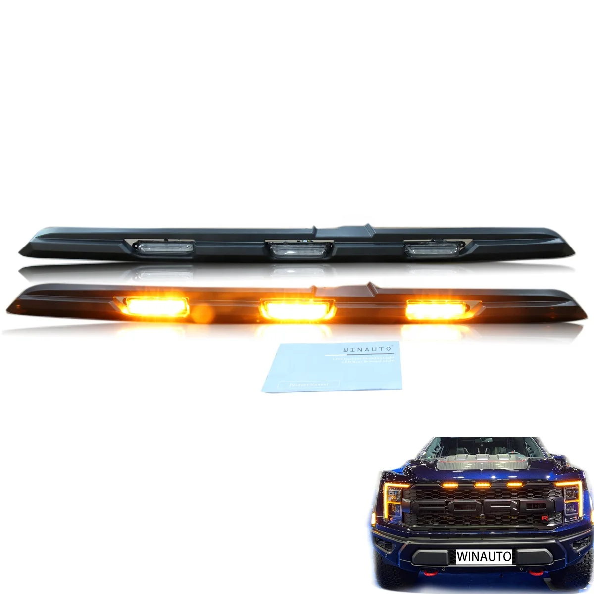 WINAUTO Car LED Lights Amber Front Hood Grille Light Running drl For Ford F150 2022 2023 yellow light Factory price
WINAUTO Car LED Lights Amber Front Hood Grille Light Running drl For Ford F150 2022 2023 yellow light Factory price