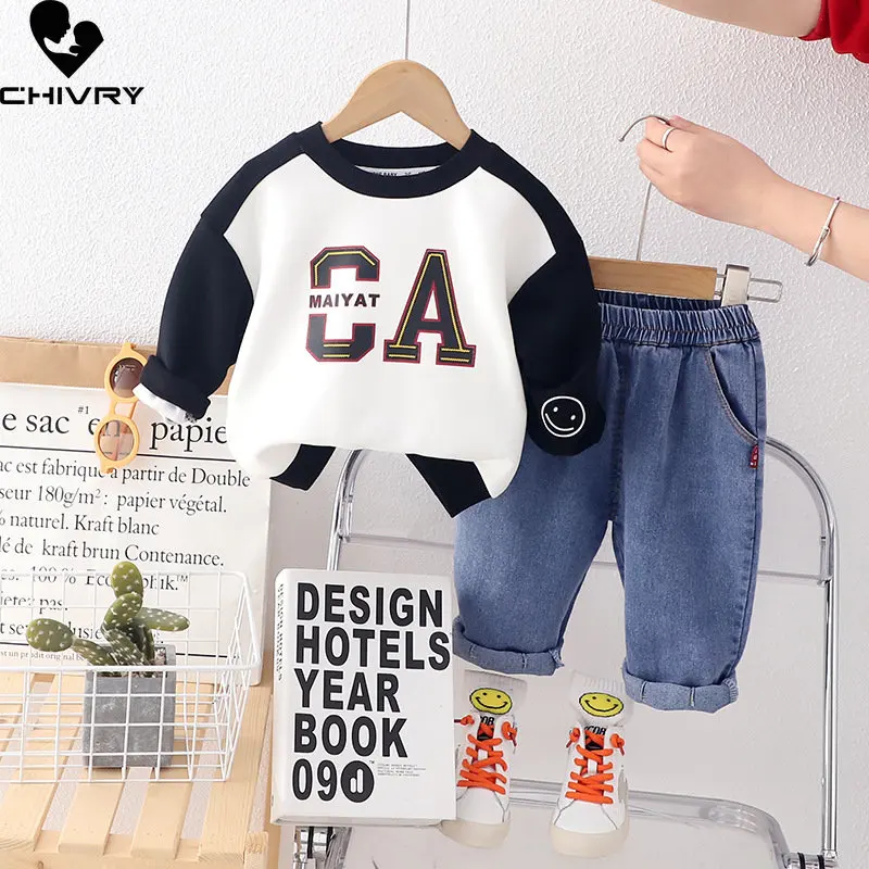 Boys Fashion Clothing Sets New 2023 Kids Baby Spring Letter Print Crew Neck Sweatshirt with Denim Pants Children Casual Clothes
Boys Fashion Clothing Sets New 2023 Kids Baby Spring Letter Print Crew Neck Sweatshirt with Denim Pants Children Casual Clothes