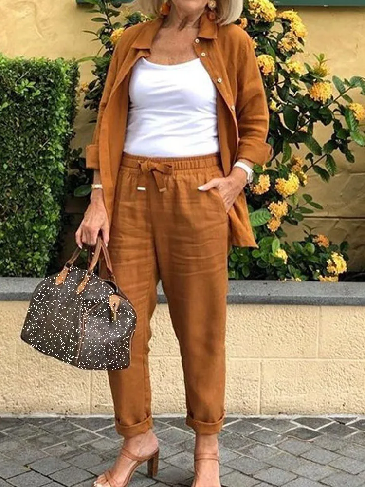 Harajuku Solid Cotton Linen Cardigan+Drawstring Pants SetWomen Suits Spring Turn-down Collar Button Shirt s Casual Retro Outfits
Harajuku Solid Cotton Linen Cardigan+Drawstring Pants SetWomen Suits Spring Turn-down Collar Button Shirt s Casual Retro Outfits
