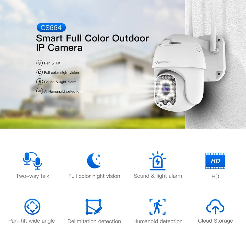 

Vstarcam New Outdoor LED Lights 3MP HD Wifi IP Camera Security Systems Waterproof Dustproof Full Color Night Vision Smart Home