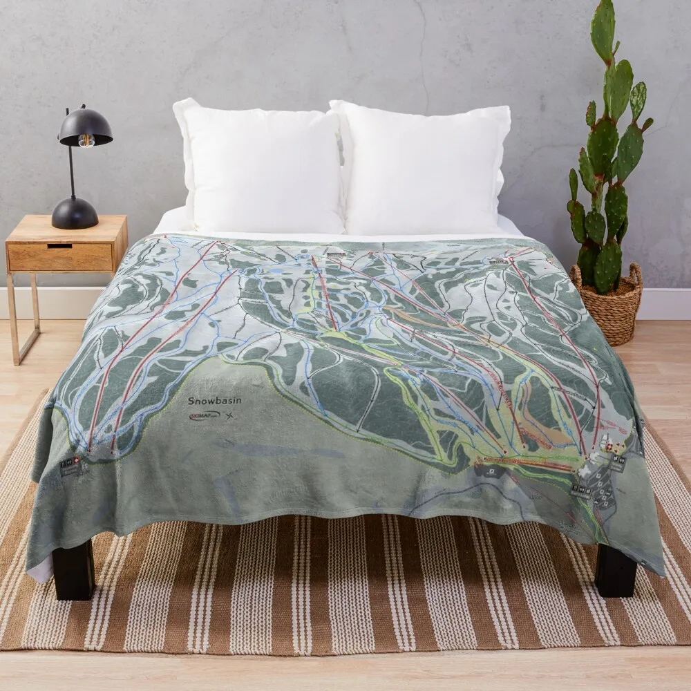 

Snowbasin Resort Trail Map Throw Blanket Sofa Quilt valentine gift ideas Blankets For Baby Blankets